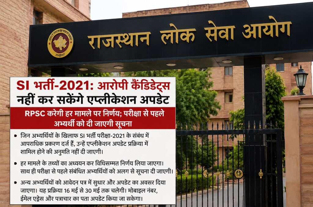 SI Recruitment 2021 RPSC Halts Application Updates
