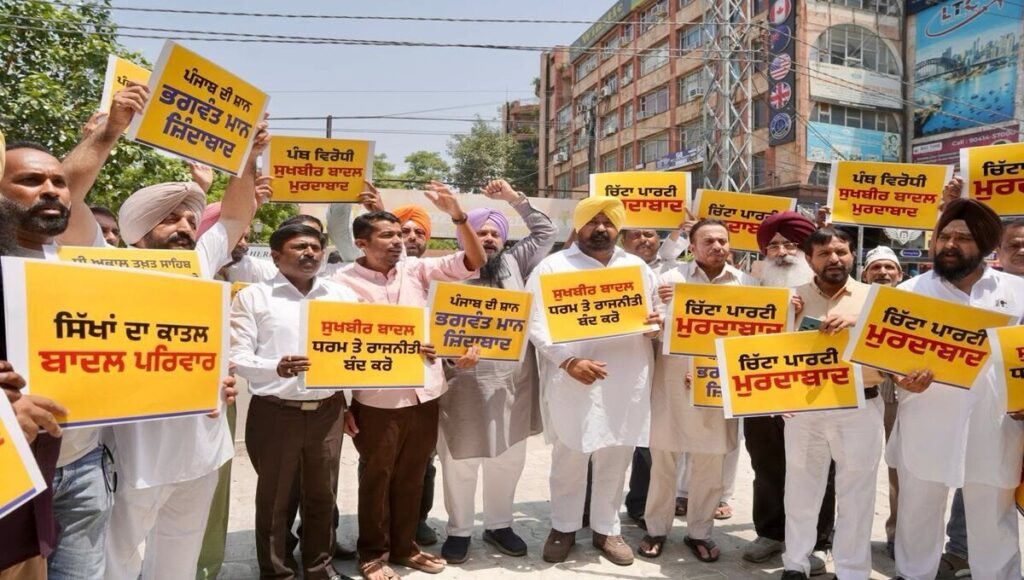 AAP outraged over fake video; protests against Akali Dal.