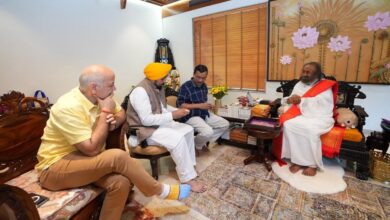 CM Mann meditated and sought blessings at the Art of Living Ashram.